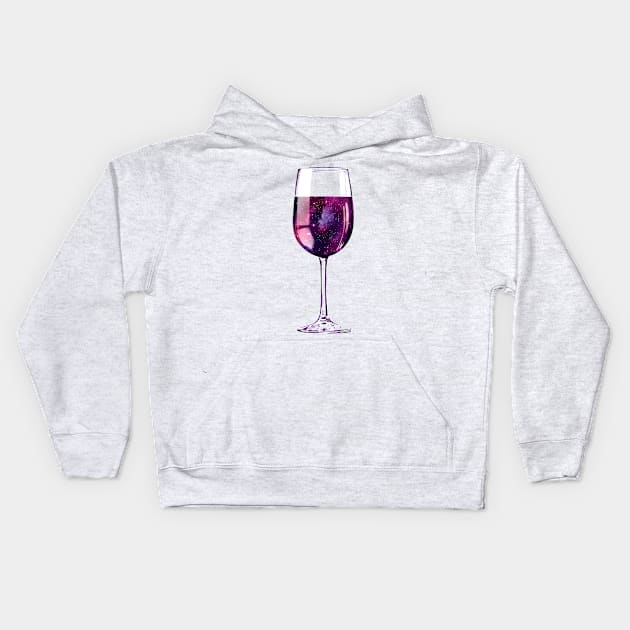 Wine Lover Galaxy Glass Kids Hoodie by polliadesign